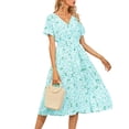 thumbnail image 3 of Txlixc Vestido de Verano para Mujer, Estampado Floral Cuello en V Manga Corta Falda Casual de Cintura Delgada para Damas, 9 Colores Txlixc  Estilo de ocio, 3 of 5