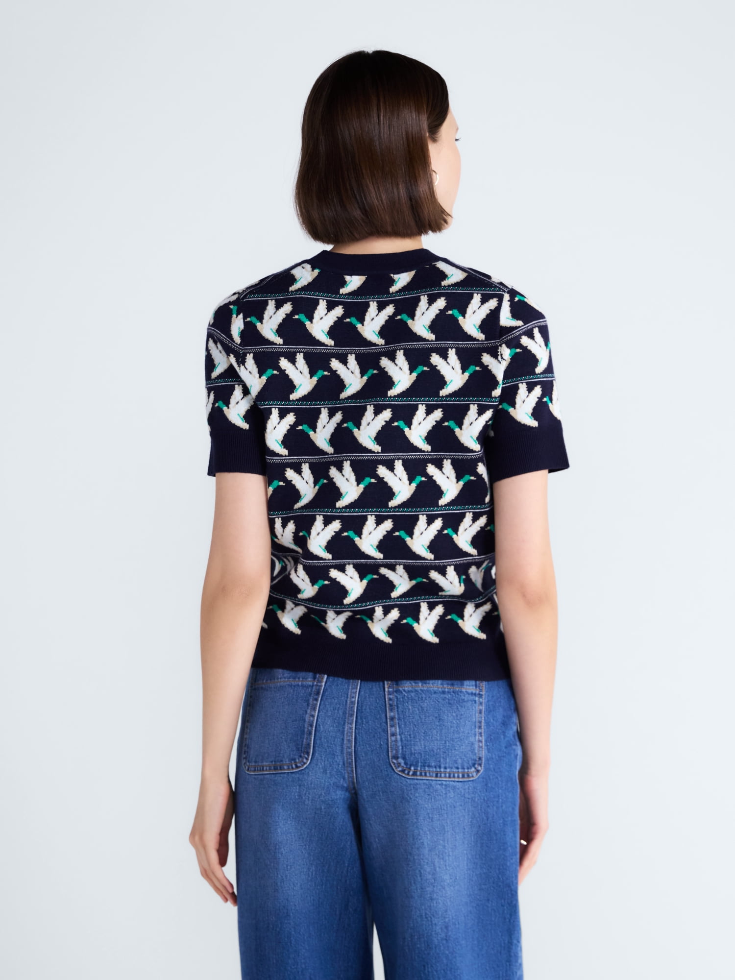 Free Assembly Women's and Women's Plus Cozy Yarn Sweater Tee with Short Sleeves, Sizes XS-4X