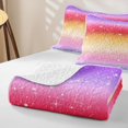 thumbnail image 4 of Homewish Glitter Stars Quilt Full for Girls, Rainbow Galaxy Full Bedspread Sets, Purple Red Gold, 3-Piece 1 Coverlet and 2 Pillowcases, 4 of 7