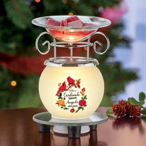 Frosted Glass Mirrored Base Cardinals and Angels Wax Warmer Walmart