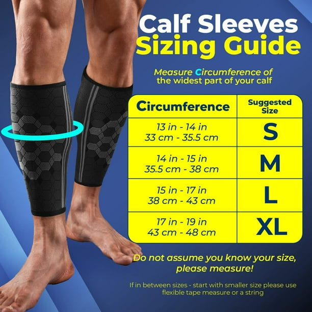 Calf Compression Sleeve (Pair) – Leg Compression Brace for Men and Women –  Shin Splint Calf Pain Relief Calves Blood Circulation Sports Support  Running Walking Cycling Yoga (Black-M) 