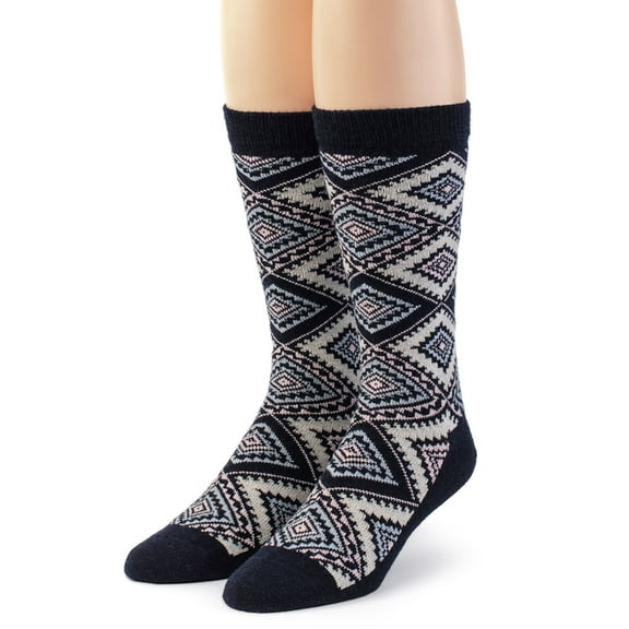 Warrior Alpaca Socks - Geometric Diamond Argyle Crew Socks for Women