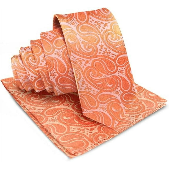 Vittorio Farina Solid Satin Paisley Necktie & Pocket Square