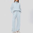 thumbnail image 3 of qolati Lounge Sets for Women 2 Piece Outfits Quarter Zip Long Sleeve Pullover Sweatshirts Wide Leg Pants Fall Travel Sweatsuit Set Tracksuit, 3 of 6