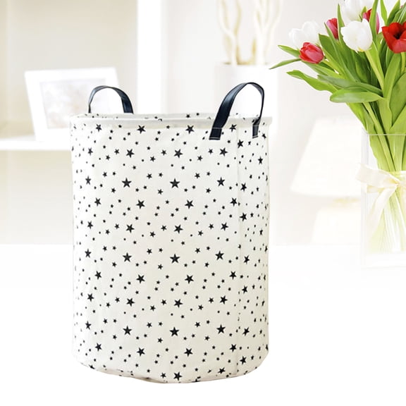Pretyzoom White Cotton Linen Dirty Clothes Storage Organizer with Sturdy Dual Handles and Foldable Feature