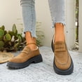 thumbnail image 6 of Domzle Loafers for Womens Dress Shoes Slip on Loafers Platform Business Casual Non-Slip for Daily Office Work Dressy Heeled Chunky Sole Brown, 6 of 7