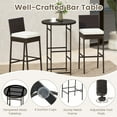 thumbnail image 5 of Gymax Set of 3 Outdoor Bar Set Patio Rattan Bar Height Table & Chairs w/ Glass Tabletop Mix Brown, 5 of 6