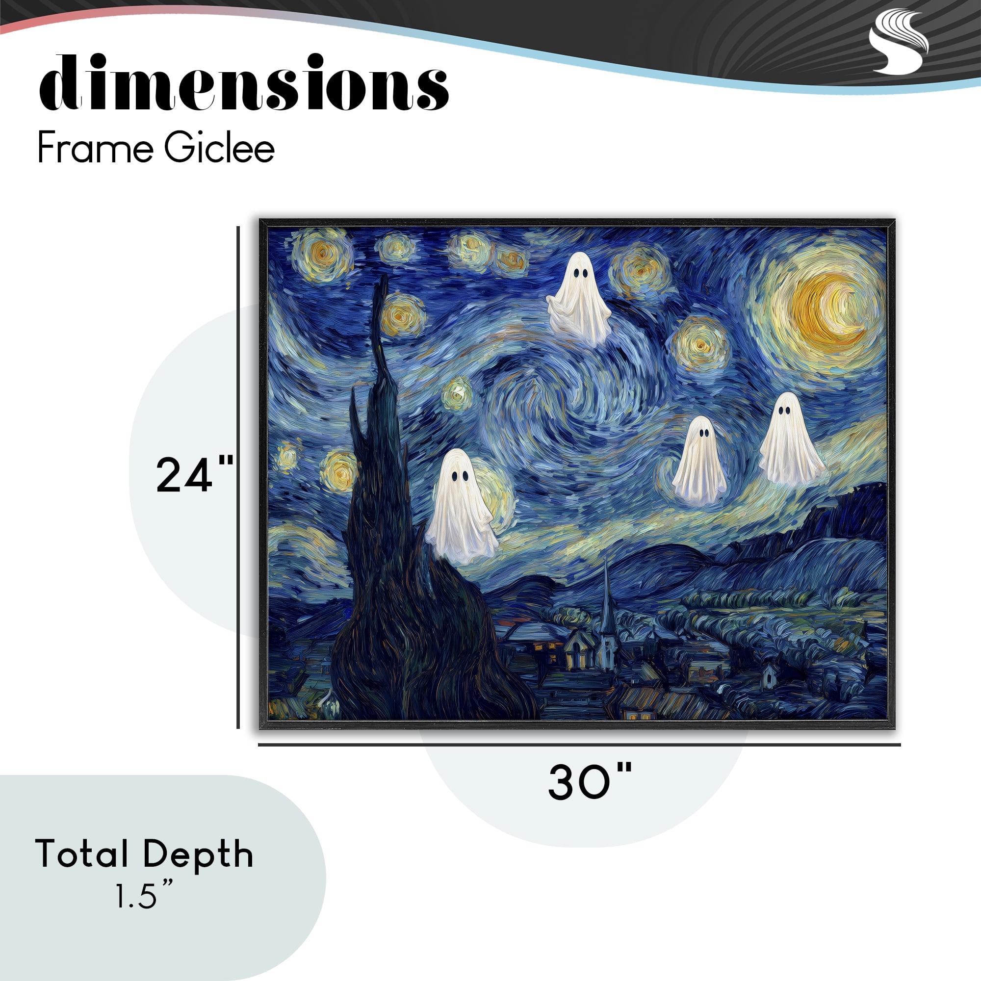 Classic Night Ghosties Black Framed Giclee Art, design by Arlington Prints