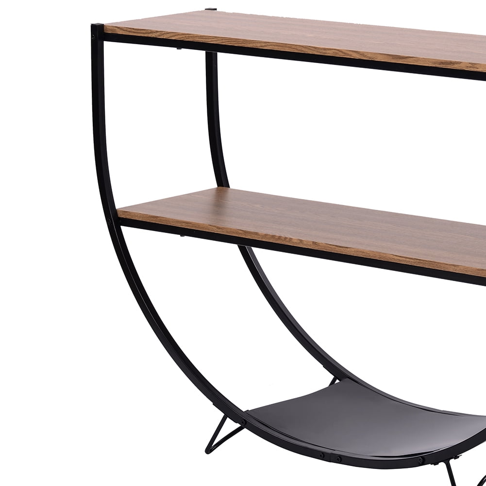 Lowestbest Industrial Sofa Table, Demilune Shape Metal Frame Console Table for Living Room (Distressed Brown) Lowestbest Industrial Sofa Table, Demilune Shape Metal Frame Console Table for Living Room (Distressed Brown)