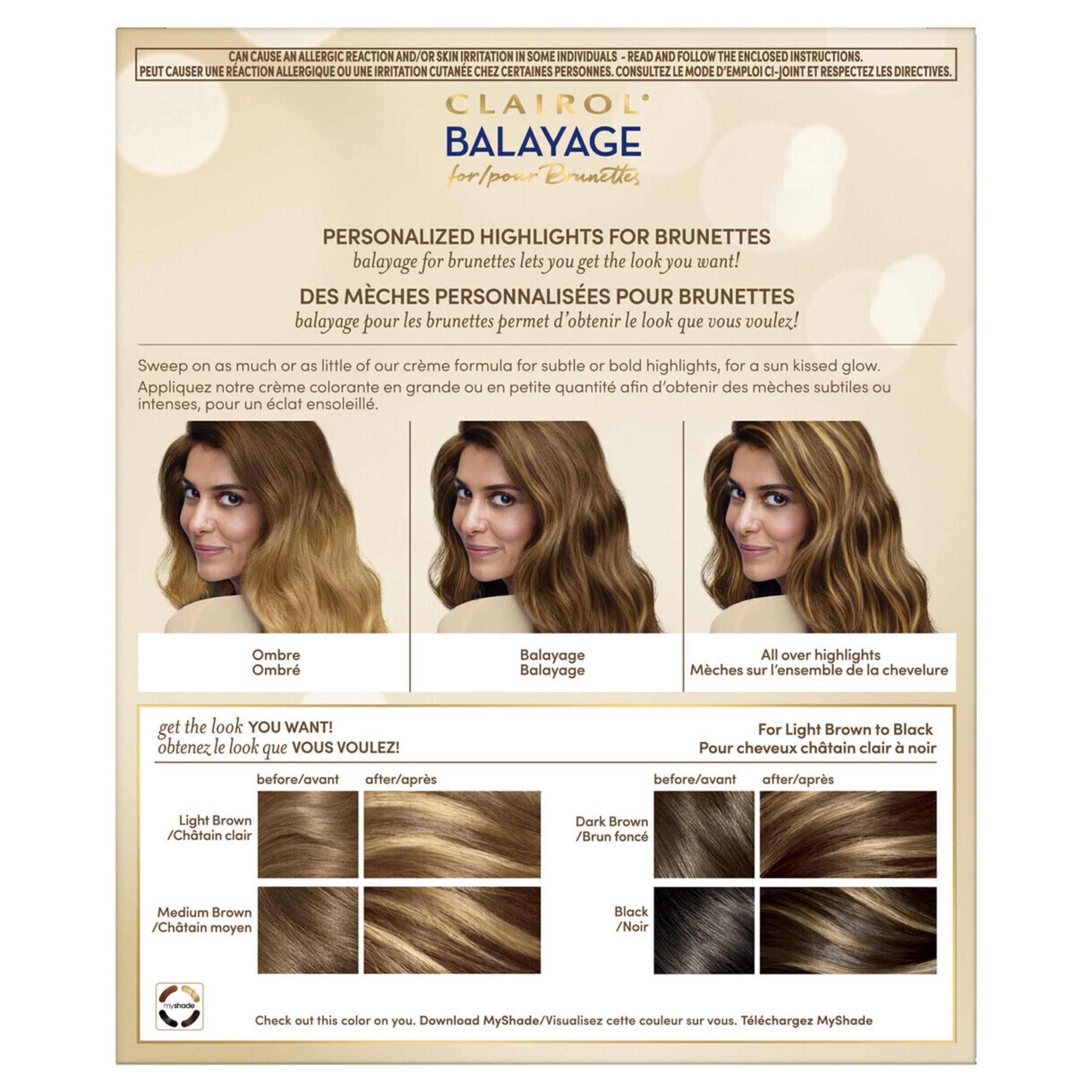 Clairol Balayage Permanent Hair Dye Highlighting Kit, Hair Color, Balayage Brunettes, 1 Application