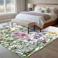 thumbnail image 4 of Spring Rustic Large Area Rugs 5x8 ft Wildflowers Pink Daisy Lavender Flower Washable Rug Non Slip Indoor Carpet Absorbent Floor Mat for Living Room Bedroom Dining Room, 4 of 9