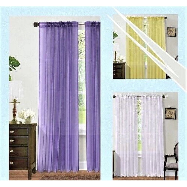 No. 918 Emily White Extra-Wide Sheer Voile Sliding Door Patio Curtain Panel, Beige