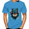 thumbnail image 1 of TSADFHJI Chemises pour Hommes T-Shirt à Manches Courtes T-Shirt d'Hiver pour Homme Col Rond T-Shirt à Manches Courtes Imprimé Animal Art de Rue T-Shirt de Sport L Bleu, 1 of 3