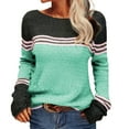 thumbnail image 2 of XIYON Sweaters for Women Striped Color Block Knit Sweater Elegant Fall Winter Long Sleeve Crewneck Top for Office Wear, 2 of 9