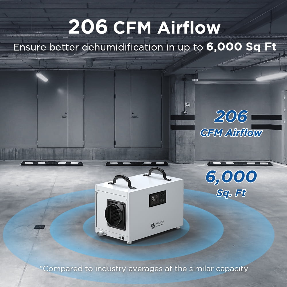145 Pints Energy Star Commercial Dehumidifier for 6,000 sq. ft. Crawlspace Auto Restart