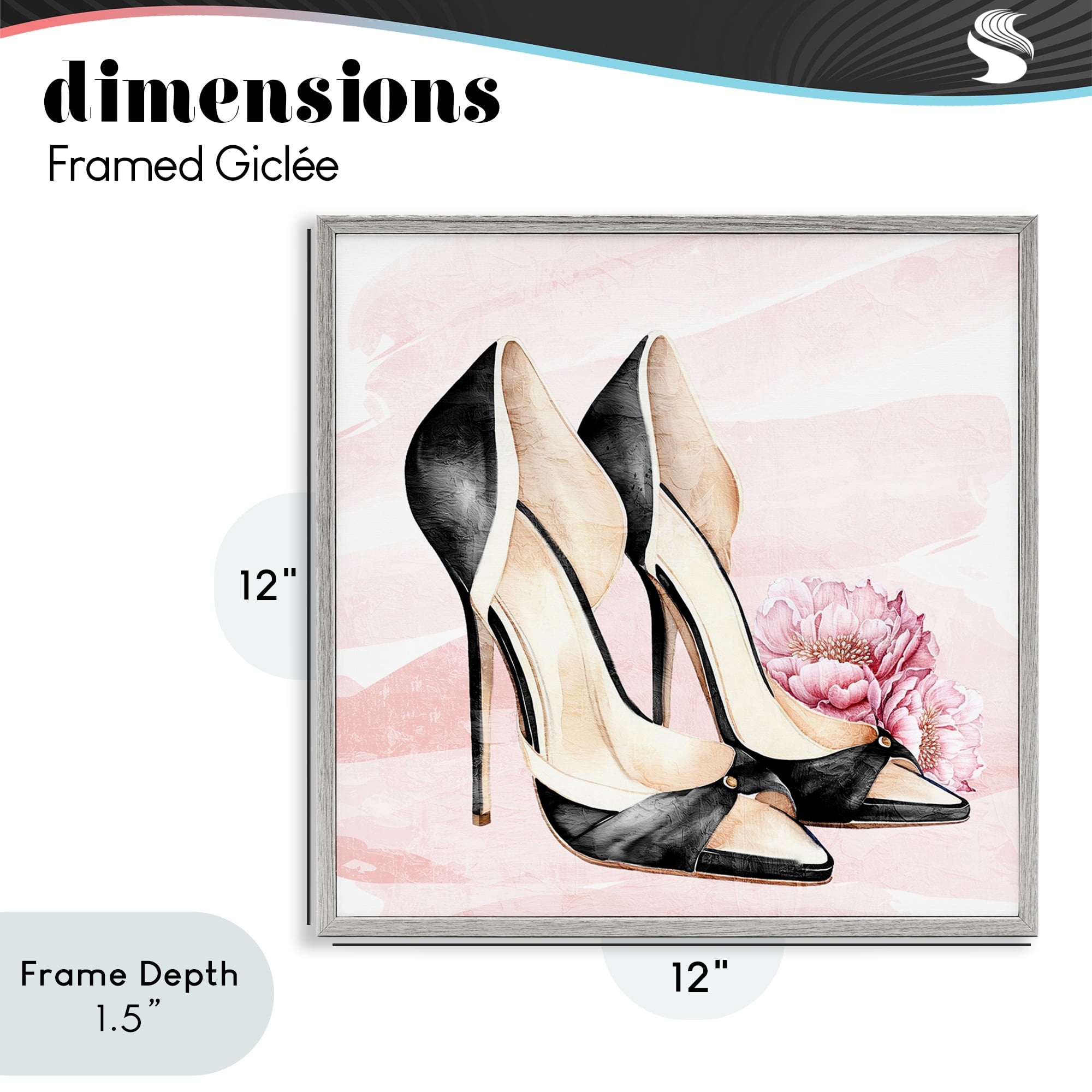 Stupell Industries Glam Time Heels Gray Framed Giclee Art, design by Kim Allen