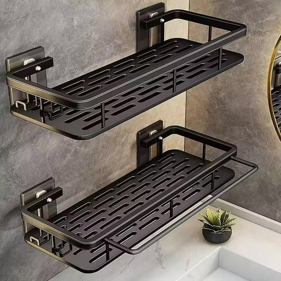 Carrito de ducha EVALAND de aluminio, paquete de 2 unidades con ganchos y toallero