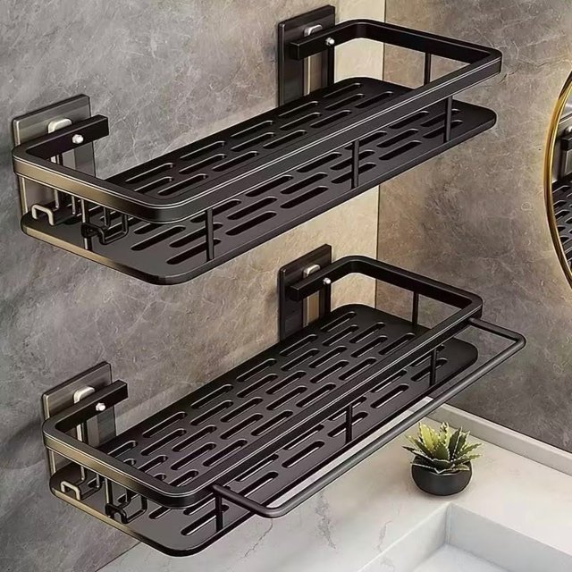Carrito de ducha EVALAND de aluminio, paquete de 2 unidades con ganchos y toallero