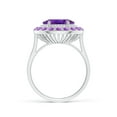 thumbnail image 2 of ANGARA Natural Sideways Oval 2.28 ct Amethyst Double Halo Cocktail Ring in 14K White Gold for Women (Size-10x8mm) | February Birthstone, Anniversary, Jewelry Gift for Women | Natural Amethyst Ring, 2 of 8