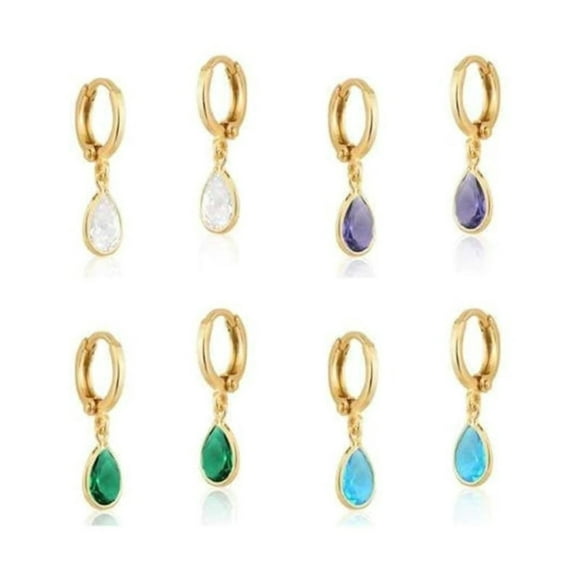 18K Gold Filled Dangle Huggies CZ Stone Earring