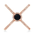thumbnail image 2 of Gem Stone King 1.29 Ct Round Black Onyx 18K Rose Gold Plated Silver Criss Cross X Ring (Size 5), 2 of 5