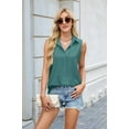 thumbnail image 5 of Womens Sleeveless Button Down Shirt Collared Blouse Casual Office Shirts Basic Tank Top Dark Green M, 5 of 10