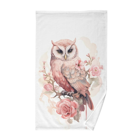 Owl with Flowers Cotton Face Towels Soft Hand Towel Absorbent Bathroom Towel for Kitchen Hotel Decoration
