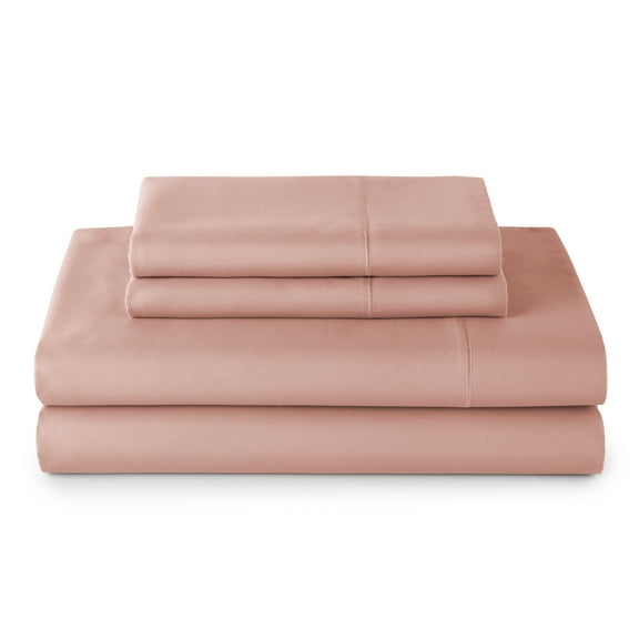 Better Homes & Gardens 4-Piece 300 Thread Count Old Rose Cotton Sateen Bed Sheet Set, Queen