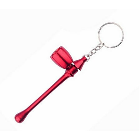 Metal Pipe Mushroom Keychain Key Chain Portable Mini Tobacco Cigarette To Smoking Pipe Tobacco Pipe (Red)