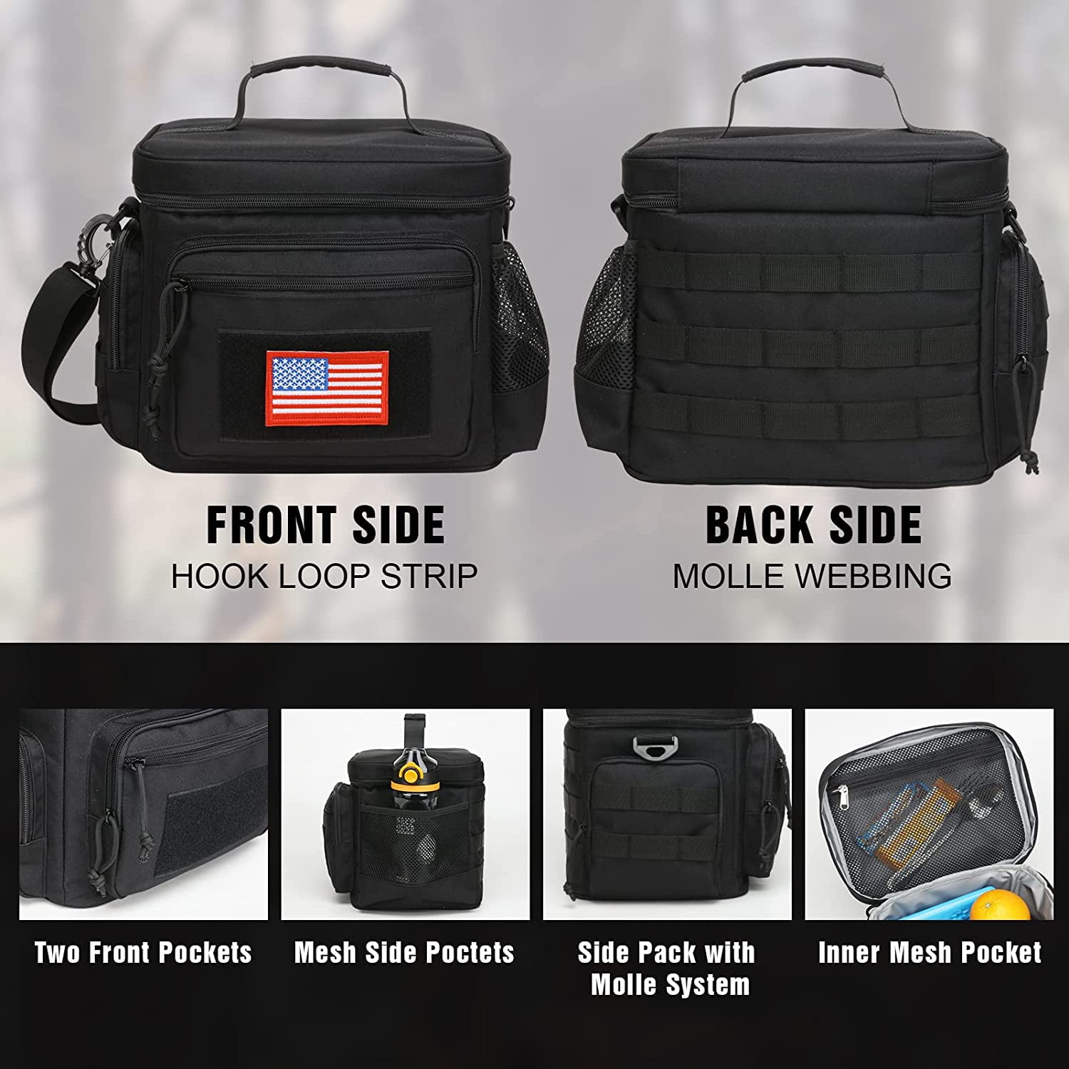 TRIPGEAR Mens Lunch Bag with Webbing Leakproof Insulated Cooler Bag with Adjustable Shoulder Strap