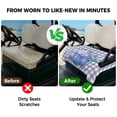 thumbnail image 4 of Golf Cart Seat Covers for 2 Seater, Blue Flower Soft Microfiber Cart Seat Towel Blanket, Green Leaves Rustic Plaid Purple Absorbent Breathable Non Slip Bench Seats Protector for Golf Course 51"x31", 4 of 9