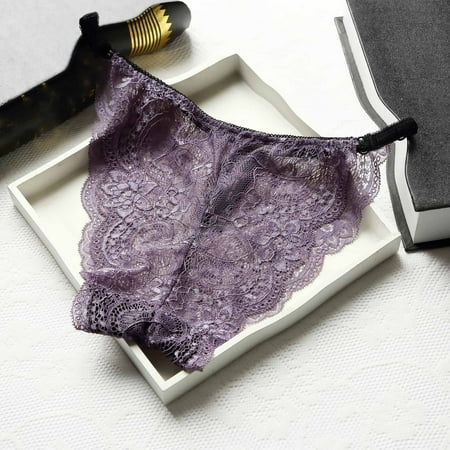 

Juebong Women s Underwear Deals Clearance Under $5 Women Sexy Lace Underwear Lingerie Thongs Panties Womens Hollow Out Underwear Gray L