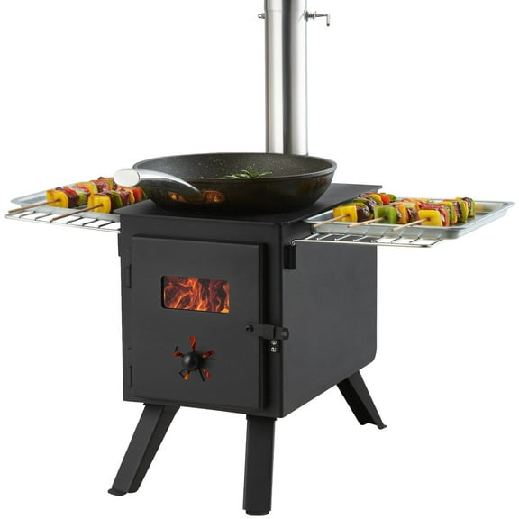 STAWAY Portable Wood Stove for Camping - Lightweight Alloy Steel Tent Stove with 1400in³ Firebox, Includes Chimney Pipes & Accessories for Efficient Outdoor Cooking & Heating