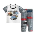 thumbnail image 1 of Pyjama Garçon Ensemble d'Été pour Enfants Doux et Respirant Imprimé Dessin Animé Crocodile Dinosaure Tenue de Maison Vêtement de Nuit Pyjama pour Enfants Blanc 12 Ans-13 Ans, 1 of 4
