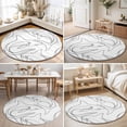 thumbnail image 4 of Round Area Rugs 6Ft, Black White Shark Non-Slip Washable Circle Rugs Carpet, Modern Line Abstract Art Indoor Outdoor Rug Floor Mats Throw Runner for Bedroom Living Room Bathroom, 4 of 8