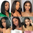 thumbnail image 7 of Brazilian Virgin Human Hair 13x4 Lace Front Wigs Straight Short Bob Hair Wigs with Baby Hair Pre Plucked for Women 150% Density 10inch, 7 of 7