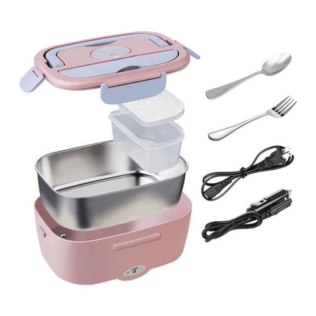 Siruishop Electric Lunch Box Convenient Food Heater Food Warmer for Outdoor Car Office Pink Gray