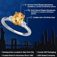 thumbnail image 2 of Gem Stone King 14K White Gold Yellow Citrine and White Topaz Engagement Ring for Women | 1.93 Cttw | Oval Checkerboard 9X7MM | Gemstone November Birthstone | Size 6, 2 of 6