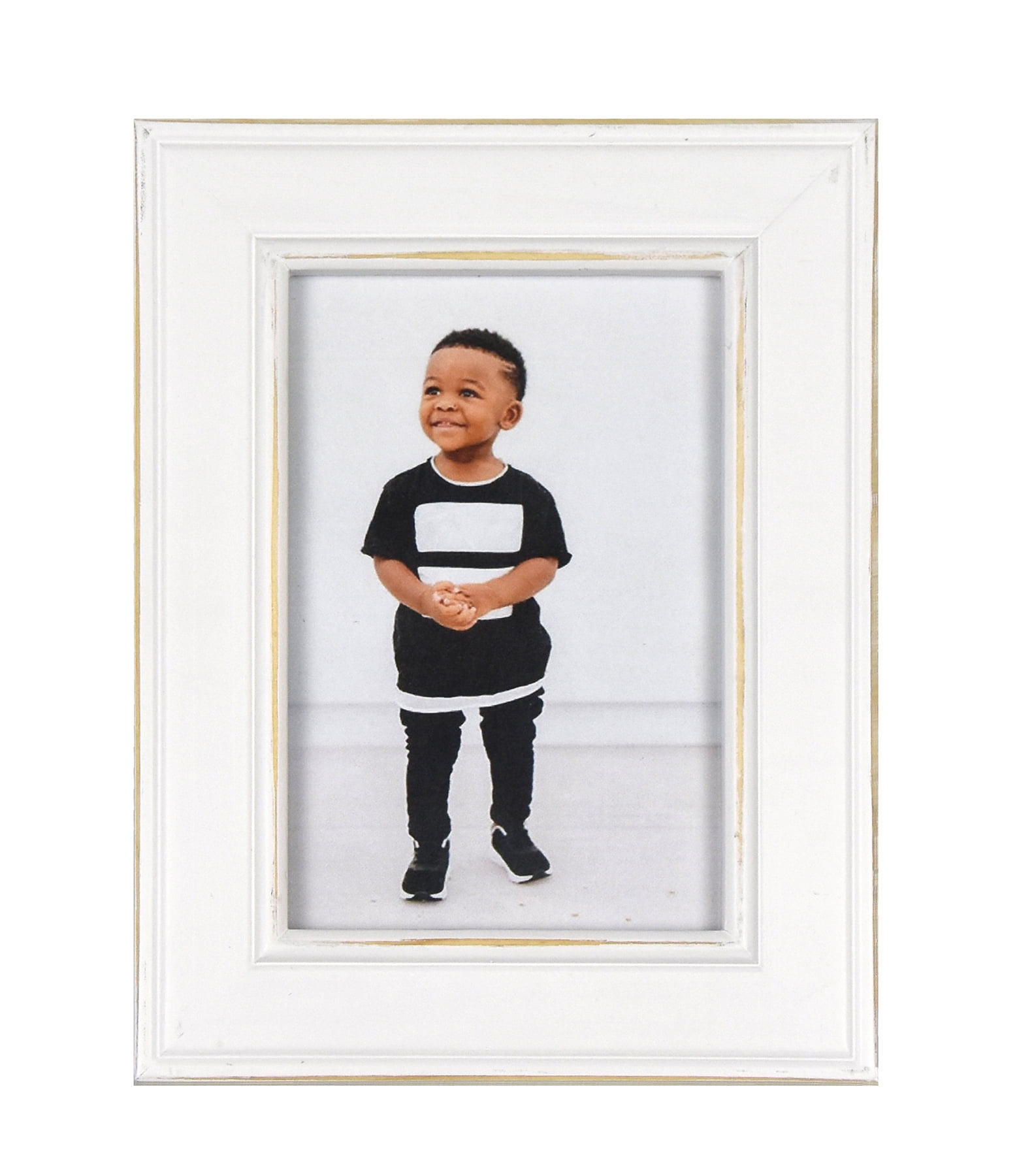 Fetco 8in by 6in Longwood Rustic White 4x6 Picture Frame Set of 2