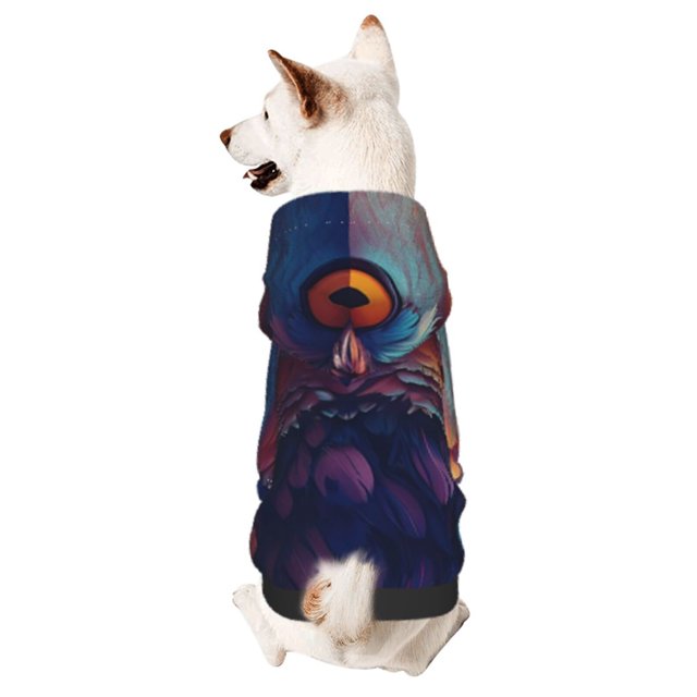 Fotbe Colorful Feather Owl Sudadera con Estampado para Perros Pequeños – Suéter con Capucha para Mascotas, Tela Suave de Forro Polar con Bolsillo-Large