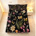 thumbnail image 5 of Homewish Vintage Flower Mushrooms Queen Sheets,Wild Animals Queen Sheet Sets,Black,4-Piece,1 Flat Sheet,1 Fitted Sheet and 2 Pillowcases, 5 of 6
