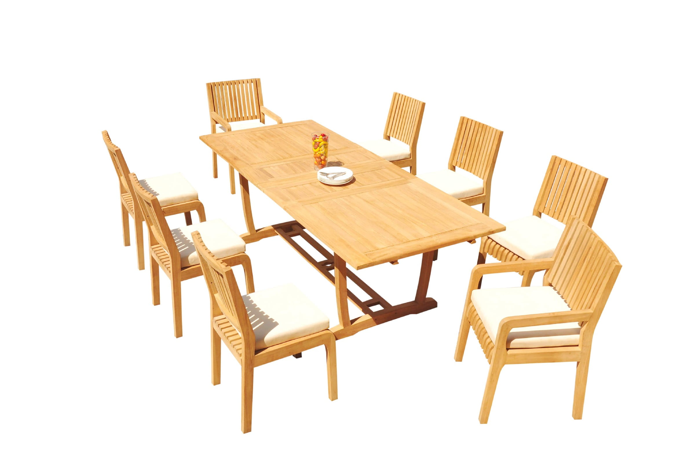 GradeA Teak Dining Set 8 Seater 9 Pc 94" Mas Rectangle Trestle Leg