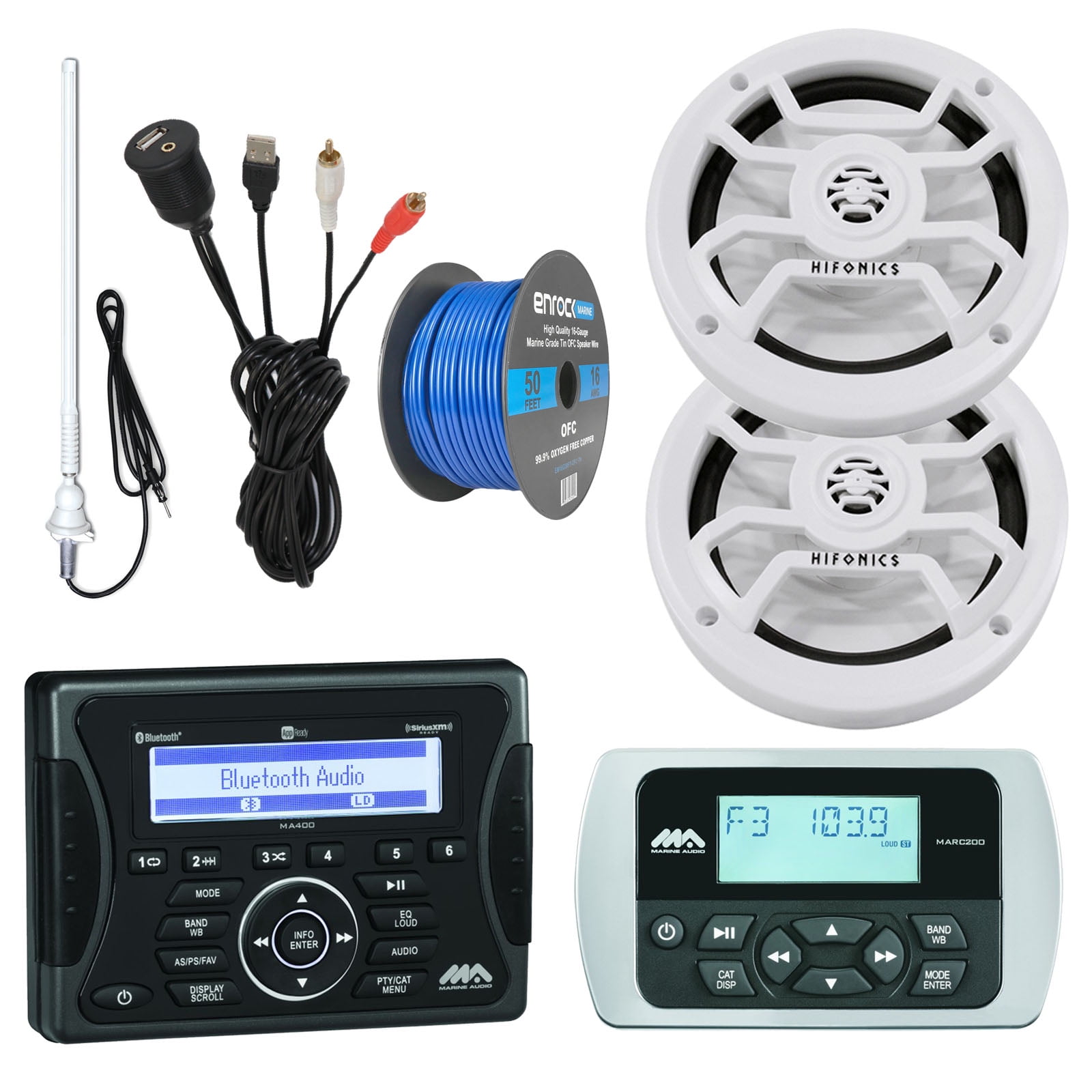 Jensen Marine Audio Bluetooth AUX USB SiriusXMReady Receiver, Wired