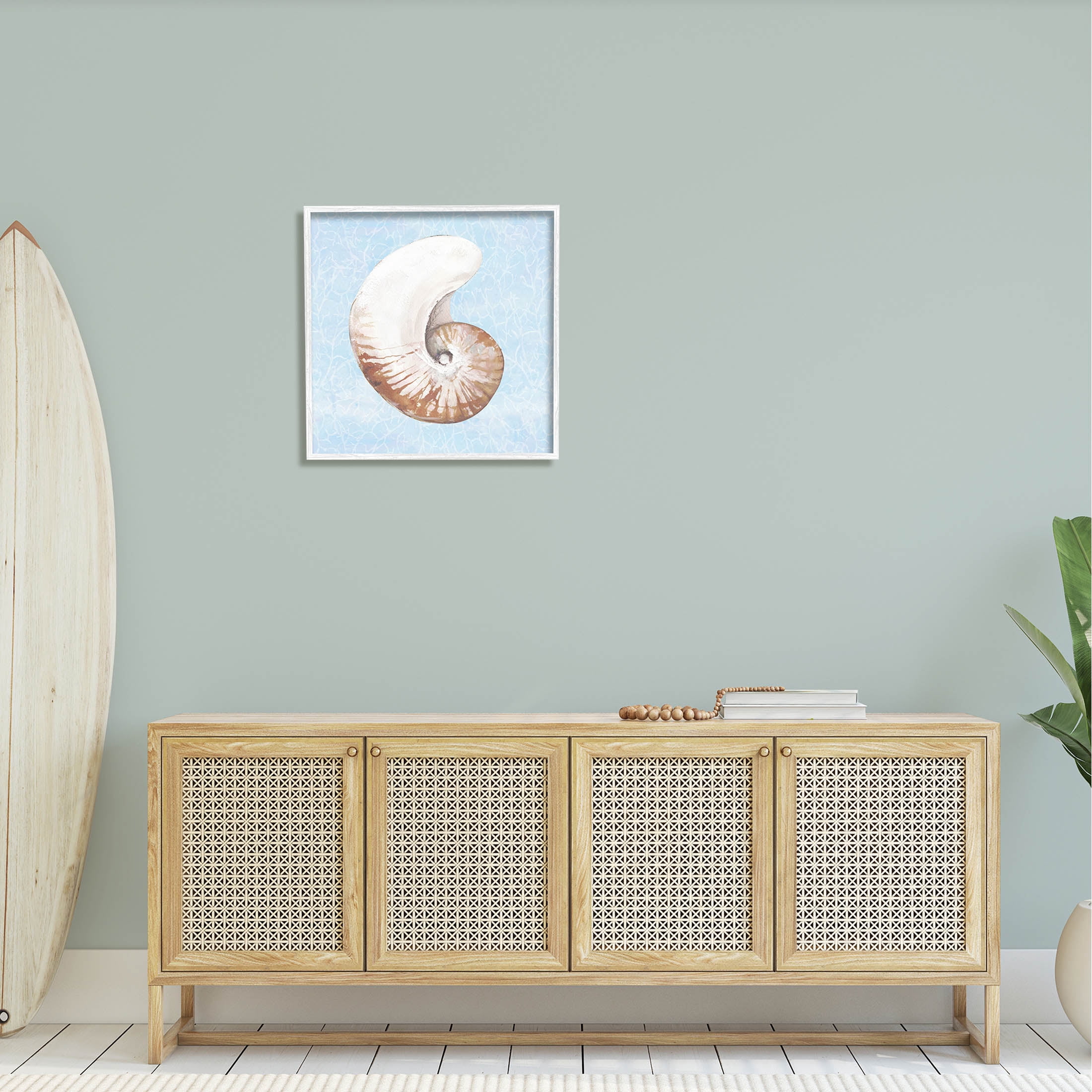 Sea Life Nautilus Water Pattern Animals & Insects Graphic Art White Framed Art Print Wall Art