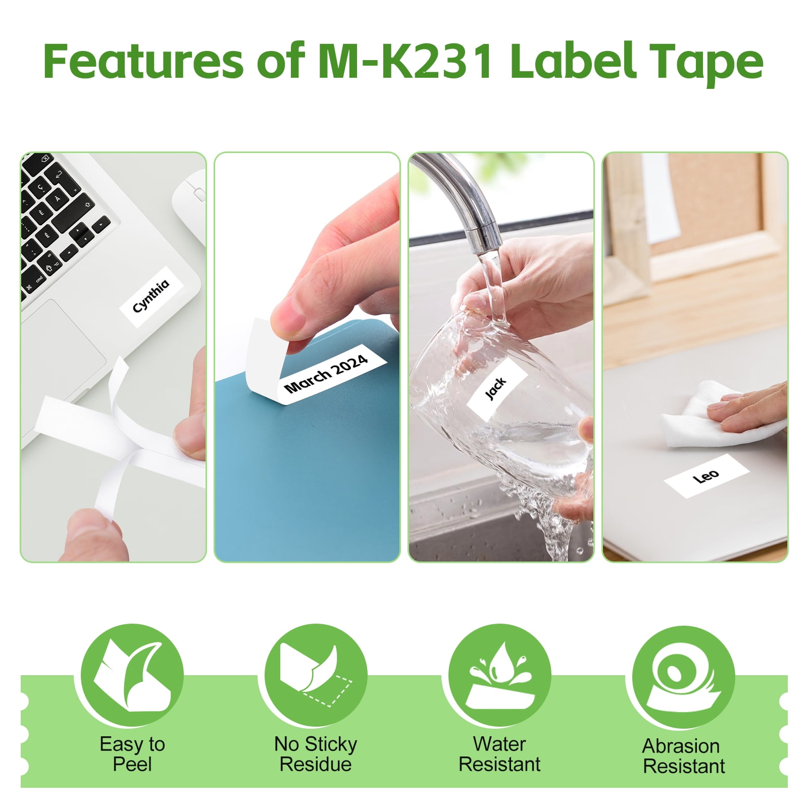 (2 pack) NineLeaf 4PK Compatible for Brother P-touch M-K231 M-K231s M231 1/2" 12mm Black on White Label Maker Tape Refills for PT-45m PT-65 PT-70bm