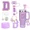 D-Purple-8pcs, variant on 8PCS Accessories Set for Stanley Cup Purple 30oz 40oz tumbler Silicone Straw Topper Cover Cap Boot Handle Charm Initials Sticker