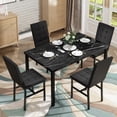 thumbnail image 5 of MIERES Marble Dining Table Set for 4, Faux Marble Kitchen Table and Chairs Set, Rectangle Dining Table with 4 Leather Dining Chairs, 5 Pieces Dinette Sets for Breakfast Nook, Apartment, Black, 5 of 10