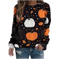 thumbnail image 2 of Neewe Sweatshirts for Women Crewneck Long Sleeve Loose Fit Tops Halloween Trim Pumpkin Cute Fashion 2025, 2 of 5