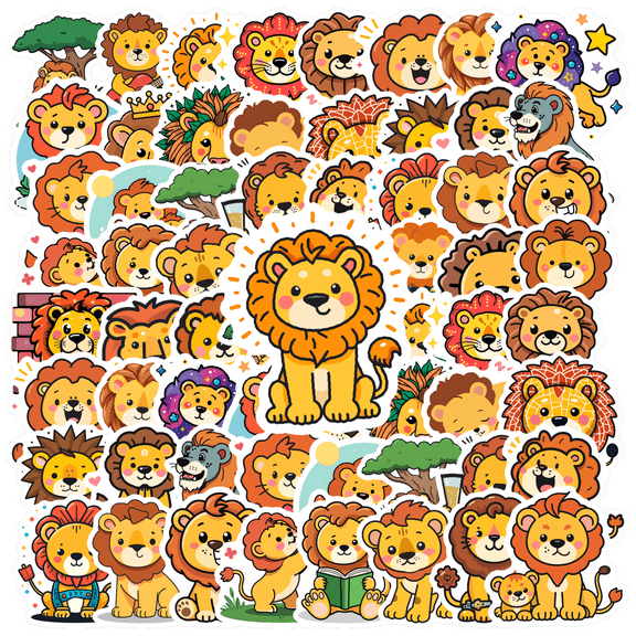 Lion Animal Stickers Cartoon PVC Stickers Cute Stationery Stickers for Phone Suitcase