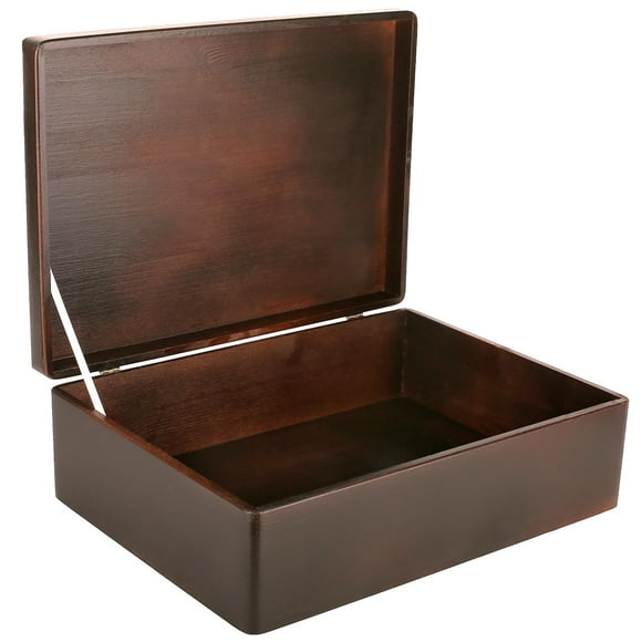 Creative Deco TG Boîte de Rangement en Bois Brun avec Couvercle à Charnière / 15.8 x 11.8 x 5.5 Pouces (+-0.5) / Boîte Cadeau pour Outils Jouets Chaussures Vêtements Cuisine / Coffre à Souvenirs en Bois